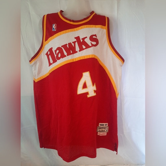 Mitchell Ness Atlanta Hawks Spud Webb Jersey Hardwood Classics Jersey Sz 2XL 56 - Picture 1 of 5